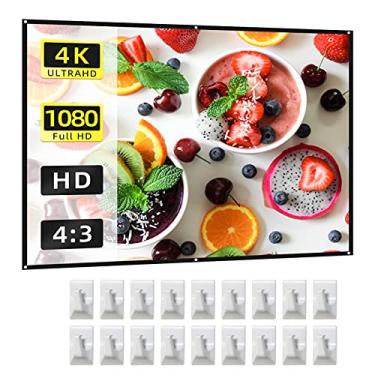 Imagem de Tela de Projetor 150 Polegadas 4 3 HD 4K Dobrável Portátil - Cortina Filme com Ganchos para Teatro em Casa Indoor Reunião no Escritório