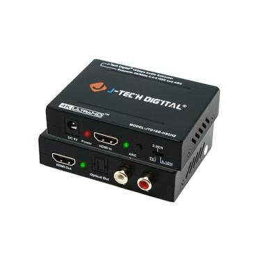Imagem de J-Tech Digital Extrator de áudio HDMI 2.0 4K60Hz conversor HDMI-ARC SPDIF + saída de 3,5 mm 18Gbps, HDCP 2.2, compatível com Dolby_Digital/DTS CEC HDR10 [JTD18G-H5CH2]
