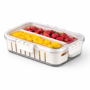 Imagem de Pote Organizador Hermético Geladeira 2 Divisões Escorredor