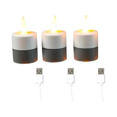 Imagem de Velas LED Amarelas Recarregáveis Por USB, Sem Chama, Decorativas Para 