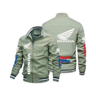Imagem de Jaqueta Bomber Masculina Para Motociclistas Honda Moto 2025 Com Estamp