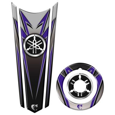 Imagem de Adesivo Resinado Gravata Tanque E Bocal Moto Yamaha Azul