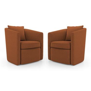 Imagem de Kit 02 Poltronas Decorativas Sala De Estar Aimê Bouclê Terracota - Desk Design