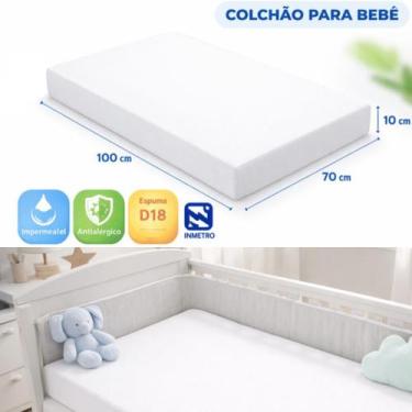 Imagem de Colchão para Berço Chiqueirinho Moisés Desmontável 100x70x10cm Imperme