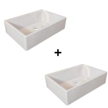 Imagem de Kit 2 Cubas Pia De Apoio Torino - Mármore Sintético Retangular - Movelove