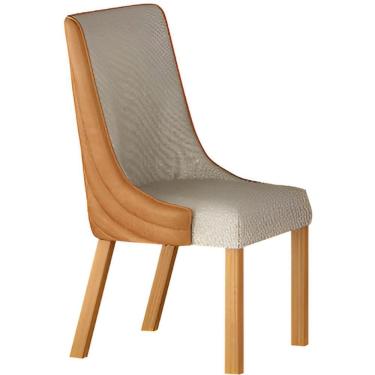 Imagem de Cadeira De Jantar Belle Linho Palha Courino Terracota Pés Em Madeira Maciça Leifer Móveis