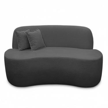 Imagem de Sofá Ondulado Orgânico Pequeno 2 Lugares Sala Bouclé bouclé Cinza Chumbo