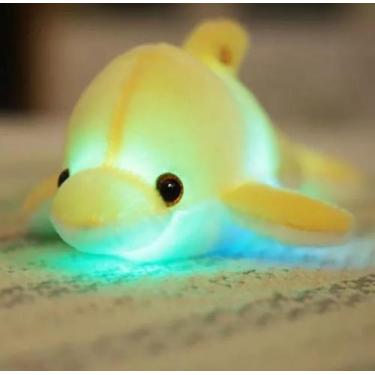 Imagem de Bicho Pelúcia Golfinho Com Luz Led Luminoso 32 Cm  - Child Toy, Amarel