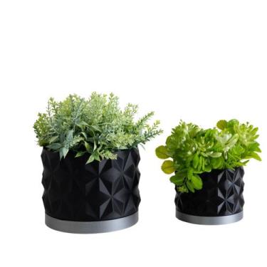 Imagem de Dupla Cachepot Rochedo - Realce, Preto, Prata