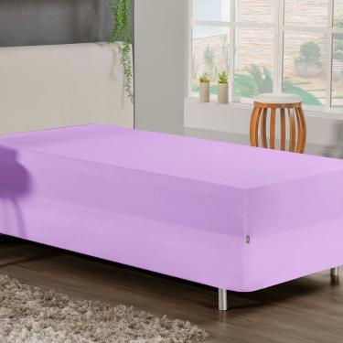 Imagem de Jogo De Cama Solteiro Nobre 2 Peças Luva De Box 55cm De Altura Malha 100% Algodão - Lilás
