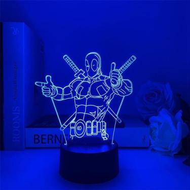 Imagem de Estatueta 3D de Deadpool Night Light alimentada por USB com base acríl