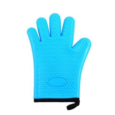Imagem de Luvas de forno de silicone em forma de coração com forro de algodão az