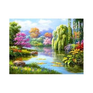 Imagem de Pintura Diamante 5D Paisagem De Casa, Bordado Mosaico 3D Com Broca Red