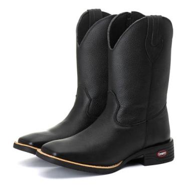Imagem de Bota Texana Country Couro Liso Preto Com Zíper Frete Gratis - Campero,