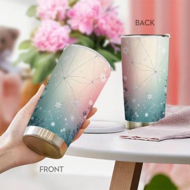 Imagem de Caneca de café Tumbler Oasisdream 600 ml com estampa de floco de neve