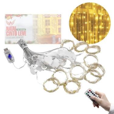 Imagem de Pisca Cortina Cascata Luz Led 3x3m 300 Leds Amarelo