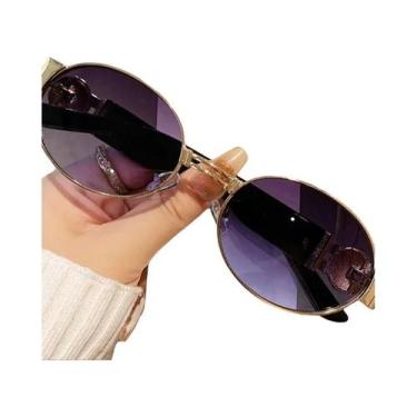 Imagem de Óculos De Sol Unissex Polarizados UV400 Com Armação Oval Fashion E Len