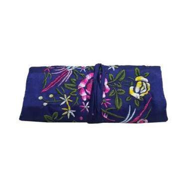 Imagem de Organizador De Joias De Viagem Dobrável Com Bordado Retrô Para Armazen