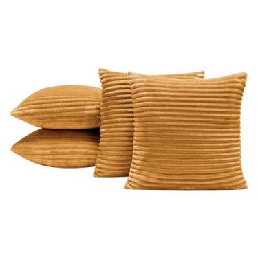 Imagem de Almofadas Cheias Velvet Bariloche 45x45cm 04 Peças - Mostarda - Bia En
