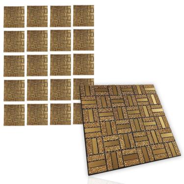 Imagem de Pastilha De Vidro Adesiva Kit 20 Uni Parede Banheiro Cozinha Sala Decorativa Moderna Reforma Requintado Facil Aplicacao