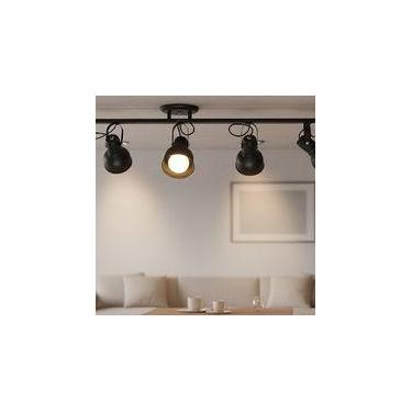 Imagem de Plafon De Teto Trilho 5 Spots Articulados Preto Estilo Industrial Mode