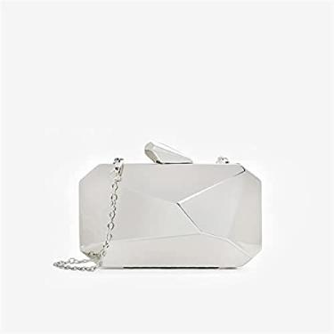 Imagem de KRASS Bolsa feminina clutch bolsa de noite elegante corrente bolsa de ombro para mulheres bolsa para casamento/namoro/festa, prata, P, colecionador88