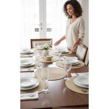 Imagem de Jogo Americano Dourado 6 Pçs Redondo Elegância Sofisticação - Congratu