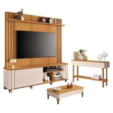Imagem de Estante Home Theater Trinus Cinamomo Off White com Mesa de Centro Liz 
