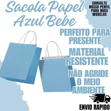 Imagem de Sacola Papel Azul Bebe Lembrancinha Festa Decoraçao Eventos - Não info