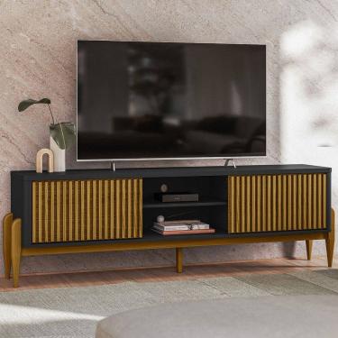 Imagem de Rack para TV Até 65 Polegadas Citrino 2 Portas 1 Prateleira Preto/Cedro - Pnr Móveis