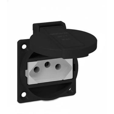 Imagem de Tomada de Embutir TBSEN 2P + T 20A Com Tampa Sibratec Preto/Branco