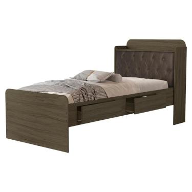 Imagem de Cama Solteiro Bau 2 Gavetas MDF Tamires Capitone Decmade