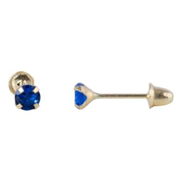 Imagem de Brinco ponto de luz infantil recémnascido 3mm ouro 18k - VIRS, Azul