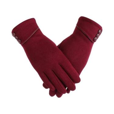 Imagem de Luvas Térmicas Femininas De Inverno Com Forro De Lã E Tela Sensível Ao