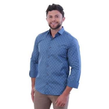 Imagem de Camisa Social Masculina Amil Comfort Manga Longa Estampada Sem Bolso 1