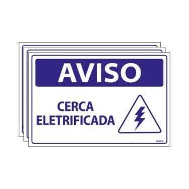Imagem de Combo 3 Placas De Sinalização Aviso Cerca Eletrificada 30x20 Ecom IA -