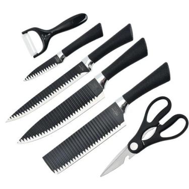 Imagem de Kit Jogo De Facas Churrasco/cozinha 6 Peças Aço Inox - EVDRTVERH