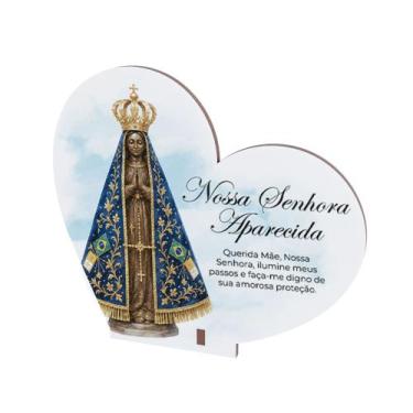 Imagem de Coração em MDF com Santos Católicos para Decoração e Oração Nossa Senh