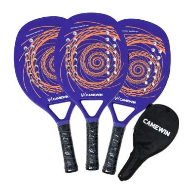Imagem de Kit 3 Raquetes Beach Tennis Camewin Fibra de Carbono, Roxo