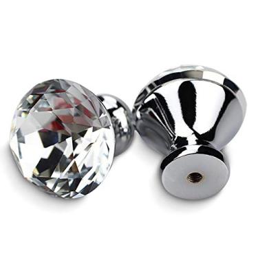 Imagem de 30mm armário cozinha alças de diamante design de forma de cristal botões de vidro puxa puxadores de gaveta mobiliário punho hardware YYDFPIIA (Color : Transpatent)