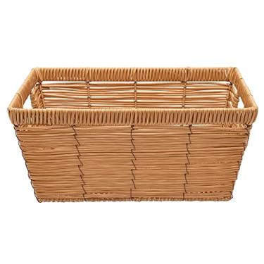 Imagem de Mimo Style Cesto Retangular Com Alça, Útil na Organização do Ambiente, Produzidos em Fibra Natural Com Alças de Ferro, Funcional Para Armazenar Revistas, Jogos, Brinquedos e Utensílios Domésticos