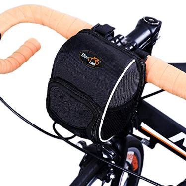 Imagem de Disconano® Bolsas de guidão de bicicleta para ciclismo cestas dianteiras pretas com capa de chuva