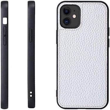 Imagem de HAODEE Capa traseira de telefone de couro genuíno, capa à prova de choque com tudo incluído para Apple iPhone 12 Mini (2020) 5,4 polegadas [proteção de tela e câmera] (cor: branco)
