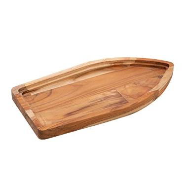 Imagem de Bandeja de madeira em Formato de Barco Teca 30cm x 15cm x 2cm - Woodart