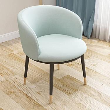 Imagem de KRASS Cadeira para casa com costas, assento acolchoado compacto e macio, cadeiras de jantar, cadeira lateral estofada de veludo com pernas de metal, cadeira de destaque para sala de estar/quarto, branco leitoso, pés amarelos, colecionador 88