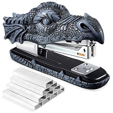 Imagem de Grampeador de dragão com 2000 grampos de grampeador de cabeça de dragão, grampeador de novidade para crianças, grampeador de torneira de resina para escritório, mesa, artigos de papelaria, decoração d