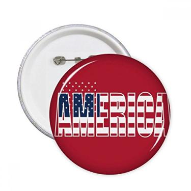 Imagem de Broche redondo com nome da bandeira do país dos Estados Unidos Emblema para decoração 5 peças