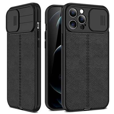 Imagem de Capa de couro para telefone para iPhone 14 13 11 12 Pro Max Mini X XR XS 7 8 Plus Capa traseira macia para proteção de lente de câmera, preta, para iPhone 11 Pro