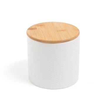 Imagem de Pote zig zag dolomita com tampa bambu pequeno 900ml - Oikos