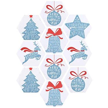 Imagem de EVTSCAN 10 peças hexagonais faça-você-mesmo adesivo de chão de Natal antiderrapante autoadesivo decoração de casa